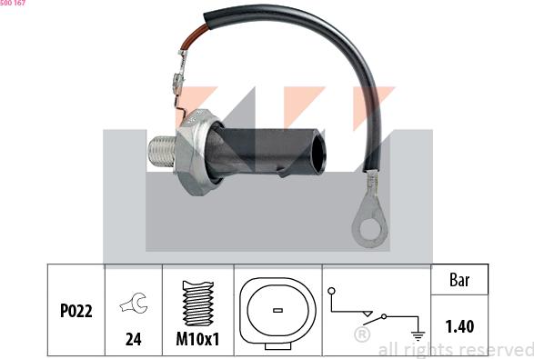 KW 500 167 - Sensore, Pressione olio autozon.pro