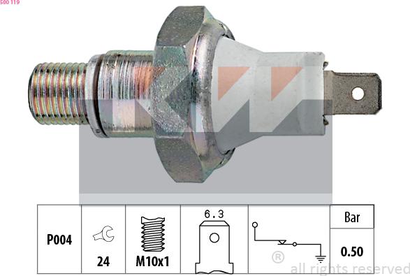 KW 500 119 - Sensore, Pressione olio autozon.pro