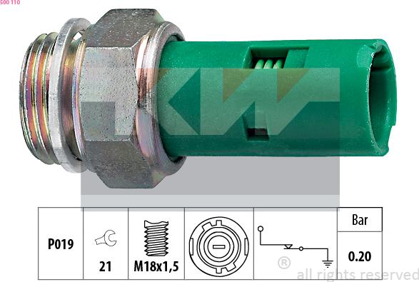 KW 500 110 - Sensore, Pressione olio autozon.pro