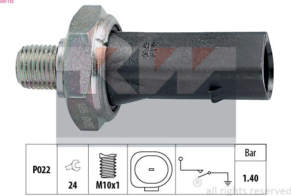 KW 500 135 - Sensore, Pressione olio autozon.pro