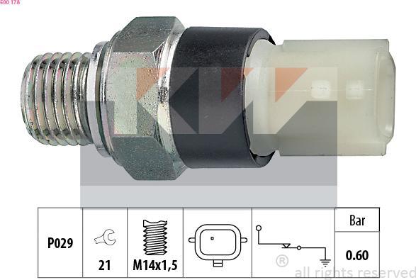 KW 500 178 - Sensore, Pressione olio autozon.pro