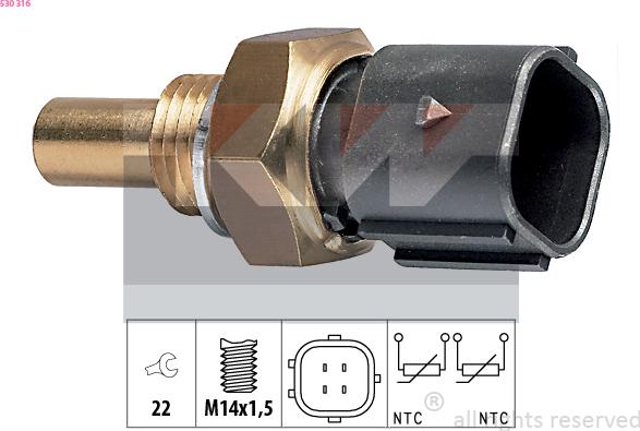 KW 530 316 - Sensore, Temperatura refrigerante autozon.pro