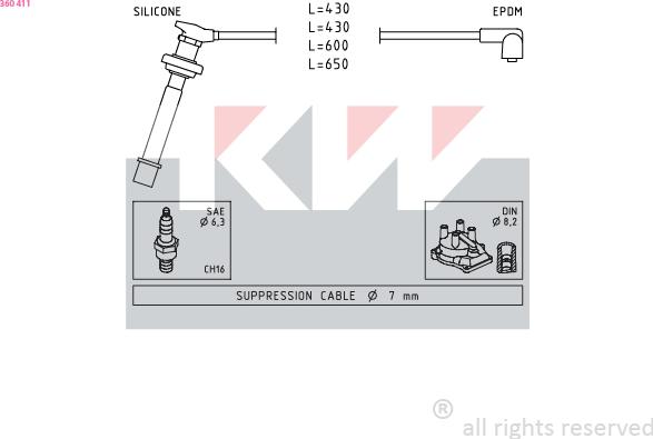 KW 360 411 - Kit cavi accensione autozon.pro