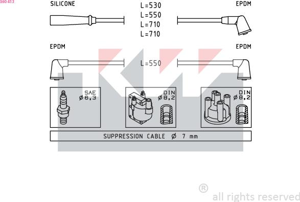 KW 360 413 - Kit cavi accensione autozon.pro