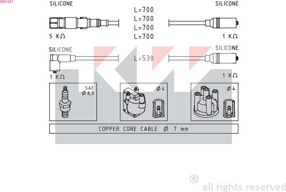 KW 360 551 - Kit cavi accensione autozon.pro