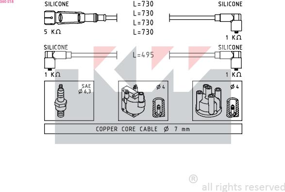 KW 360 518 - Kit cavi accensione autozon.pro