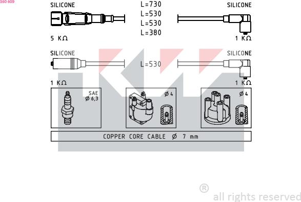 KW 360 609 - Kit cavi accensione autozon.pro