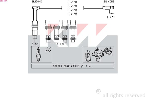 KW 360 607 - Kit cavi accensione autozon.pro