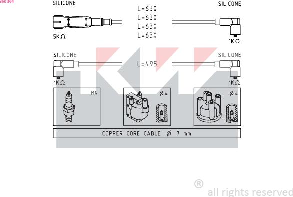 KW 360 364 - Kit cavi accensione autozon.pro