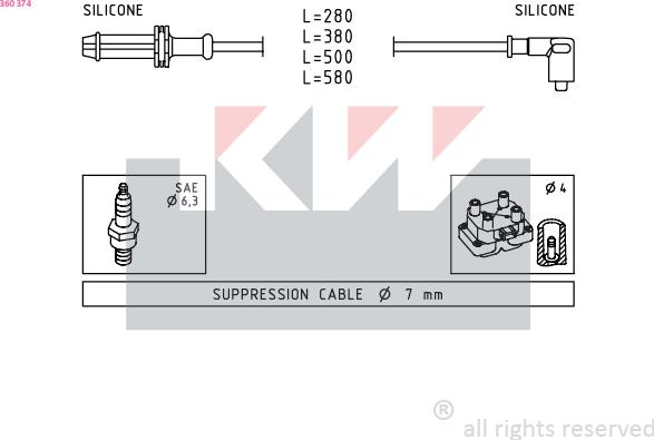 KW 360 374 - Kit cavi accensione autozon.pro