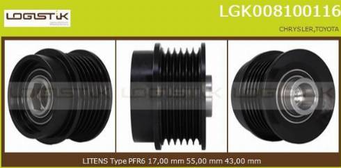 LGK LGK008100116 - Puleggia cinghia, Alternatore autozon.pro