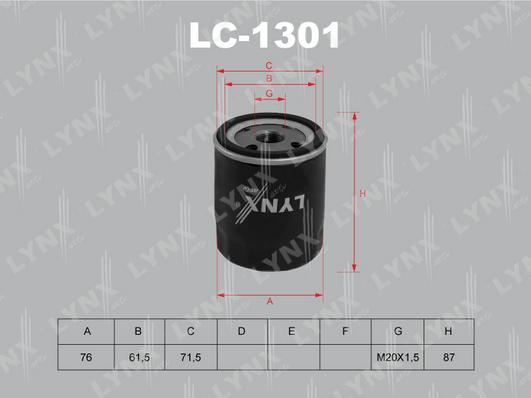 LYNXauto LC-1301 - Filtro olio autozon.pro