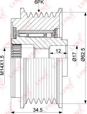 LYNXauto PA-1158 - Puleggia cinghia, Alternatore autozon.pro