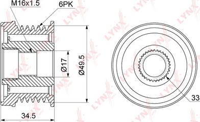 LYNXauto PA-1107 - Puleggia cinghia, Alternatore autozon.pro