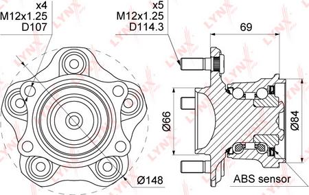 LYNXauto WH-1053 - Kit cuscinetto ruota autozon.pro