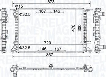 Magneti Marelli 350213152100 - Radiatore, Raffreddamento motore autozon.pro