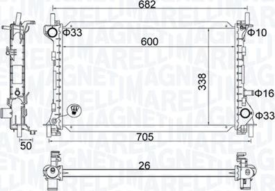 Magneti Marelli 350213201200 - Radiatore, Raffreddamento motore autozon.pro