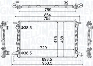 Magneti Marelli 350213208900 - Radiatore, Raffreddamento motore autozon.pro