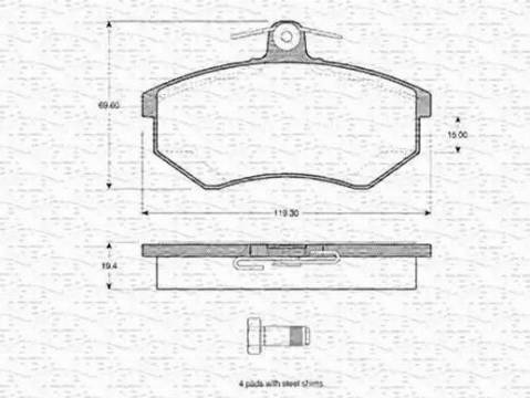 Magneti Marelli 363702160944 - Kit pastiglie freno, Freno a disco autozon.pro