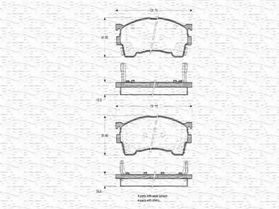 Magneti Marelli 363702160580 - Kit pastiglie freno, Freno a disco autozon.pro