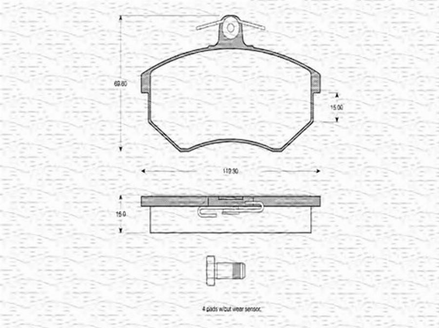 Magneti Marelli 363702160198 - Kit pastiglie freno, Freno a disco autozon.pro