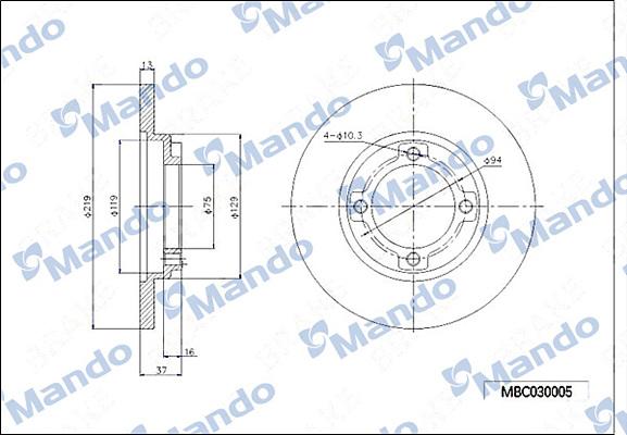 Mando MBC030005 - Discofreno autozon.pro