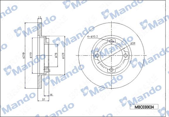 Mando MBC030034 - Discofreno autozon.pro