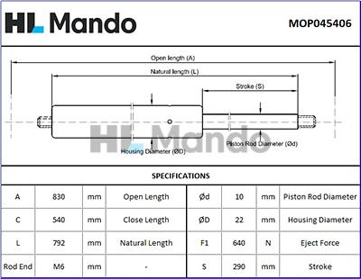 Mando MOP045406 - Ammortizatore pneumatico, Cofano bagagli / vano carico autozon.pro