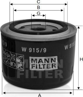 Mann-Filter W 915/9 - Filtro olio autozon.pro