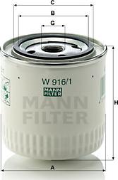 Mann-Filter W 916/1 - Filtro olio autozon.pro