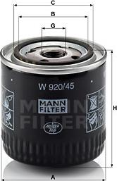 Mann-Filter W 920/45 - Filtro olio autozon.pro