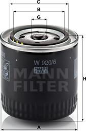 Mann-Filter W 920/6 - Filtro olio autozon.pro