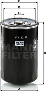 Mann-Filter W 1150/91 - Filtro, Sistema idraulico di lavoro autozon.pro