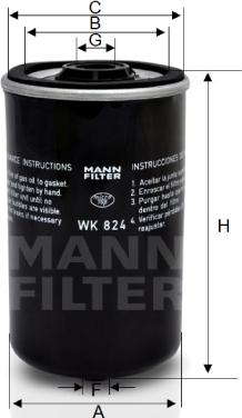 Mann-Filter WK 824 - Filtro carburante autozon.pro