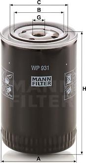 Mann-Filter WP 931 - Filtro olio autozon.pro