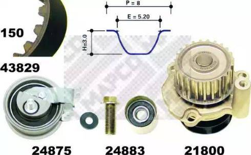 Mapco 41912 - Pompa acqua + Kit cinghie dentate autozon.pro