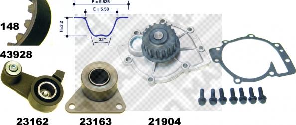 Mapco 41928 - Pompa acqua + Kit cinghie dentate autozon.pro