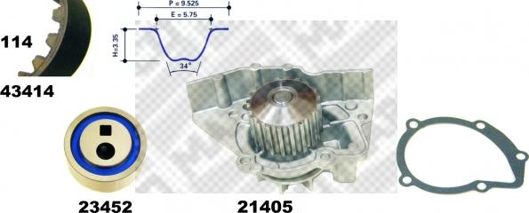 Mapco 41414/1 - Pompa acqua + Kit cinghie dentate autozon.pro