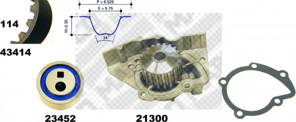 Mapco 41414 - Pompa acqua + Kit cinghie dentate autozon.pro