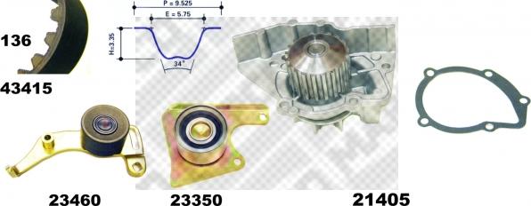 Mapco 41415 - Pompa acqua + Kit cinghie dentate autozon.pro