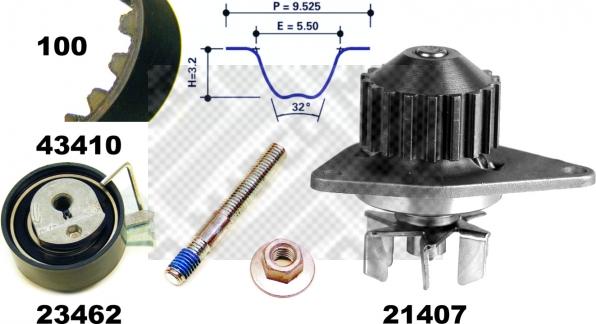 Mapco 41410 - Pompa acqua + Kit cinghie dentate autozon.pro