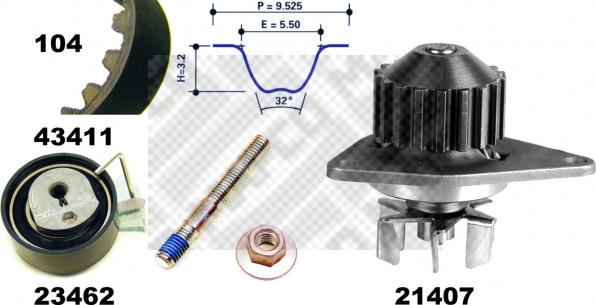 Mapco 41411 - Pompa acqua + Kit cinghie dentate autozon.pro