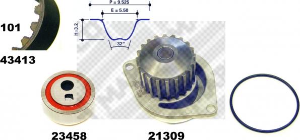 Mapco 41413 - Pompa acqua + Kit cinghie dentate autozon.pro