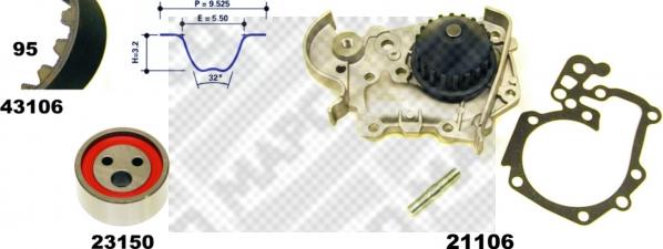 Mapco 41106 - Pompa acqua + Kit cinghie dentate autozon.pro