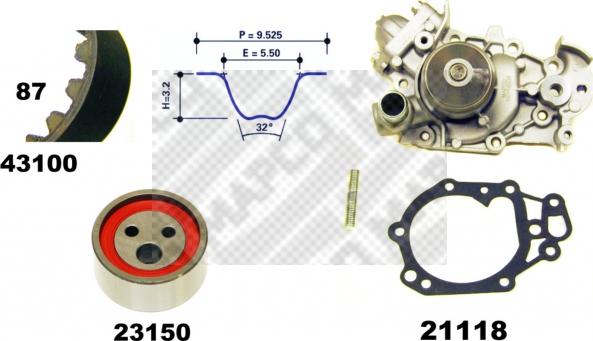 Mapco 41100 - Pompa acqua + Kit cinghie dentate autozon.pro