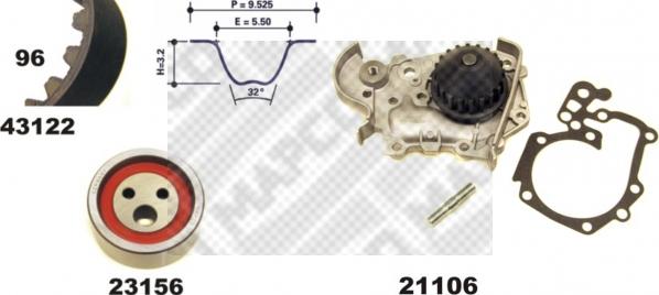 Mapco 41122/1 - Pompa acqua + Kit cinghie dentate autozon.pro