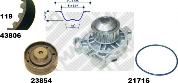 Mapco 41806 - Pompa acqua + Kit cinghie dentate autozon.pro