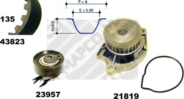 Mapco 41823/1 - Pompa acqua + Kit cinghie dentate autozon.pro