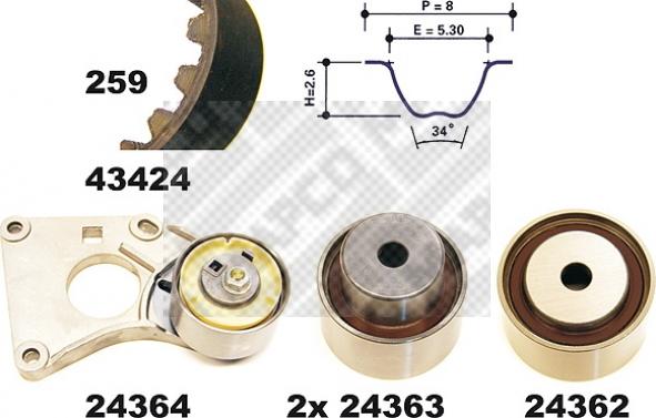 Mapco 23424 - Kit cinghie dentate autozon.pro