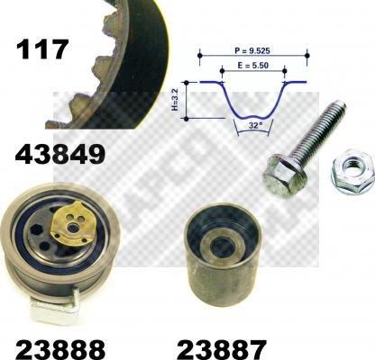 Mapco 23849 - Kit cinghie dentate autozon.pro